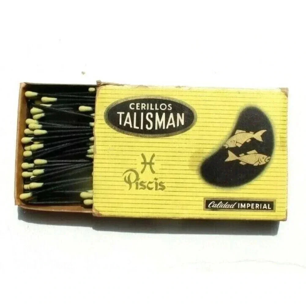 Rare Large Vintage Matchbook Box Cerillos Talisman Mexico Astrology Piscis